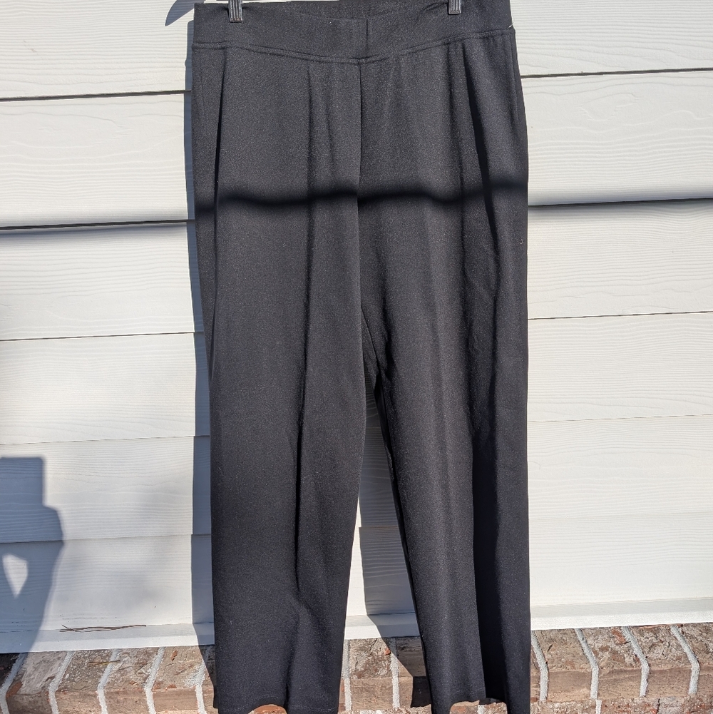 Eileen Fisher Pants Black Size M Stretch Jersey Knit Straight Leg Pull On - Picture 5 of 7